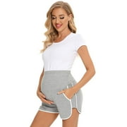 Fnochy Cyber 2023 Monday Deals 2023 Maternity Pants for Work Over The Belly Women Casual Comfortable Pockets Loose Contrast Color Pregnant Shorts